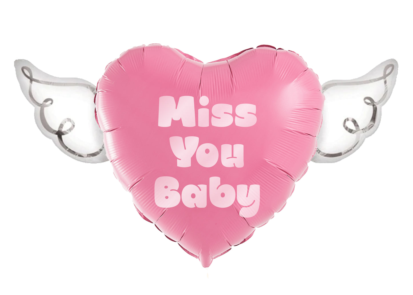 MISS YOU BABY Heavenly Balloons ® Heart Shaped with angel wings ...