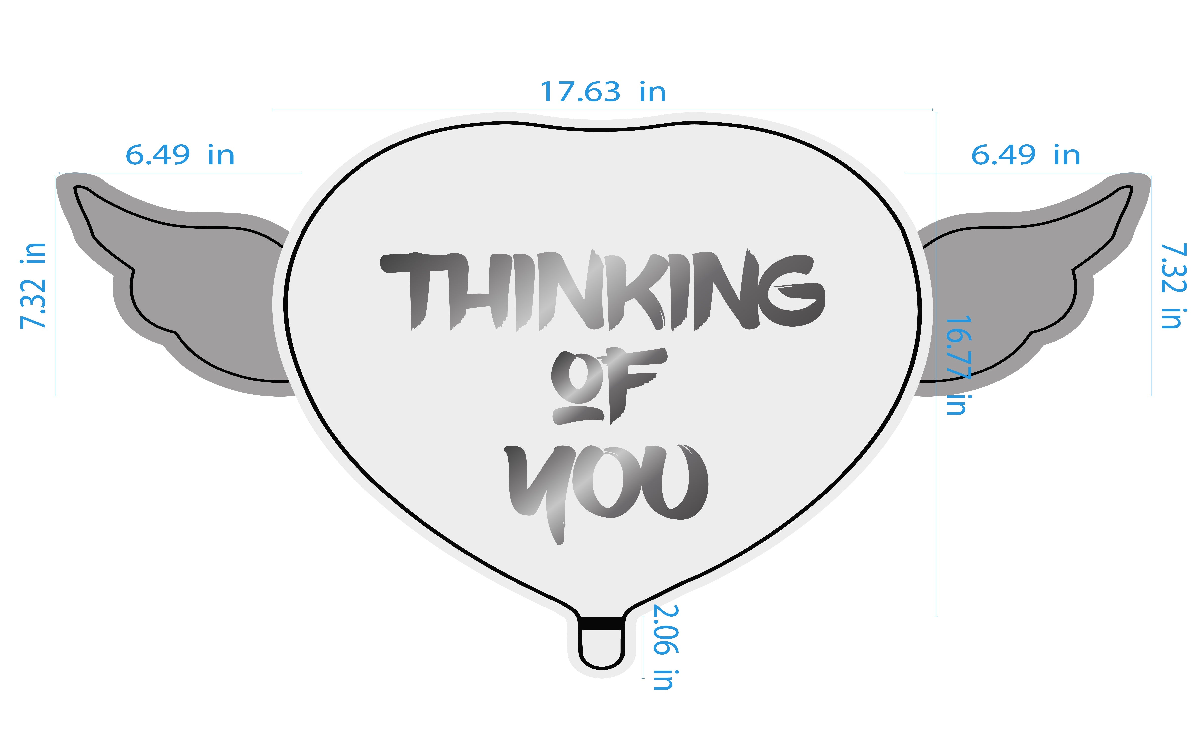 Thinking of You Heavenly Balloons Heart Shaped with angel wings dimensions