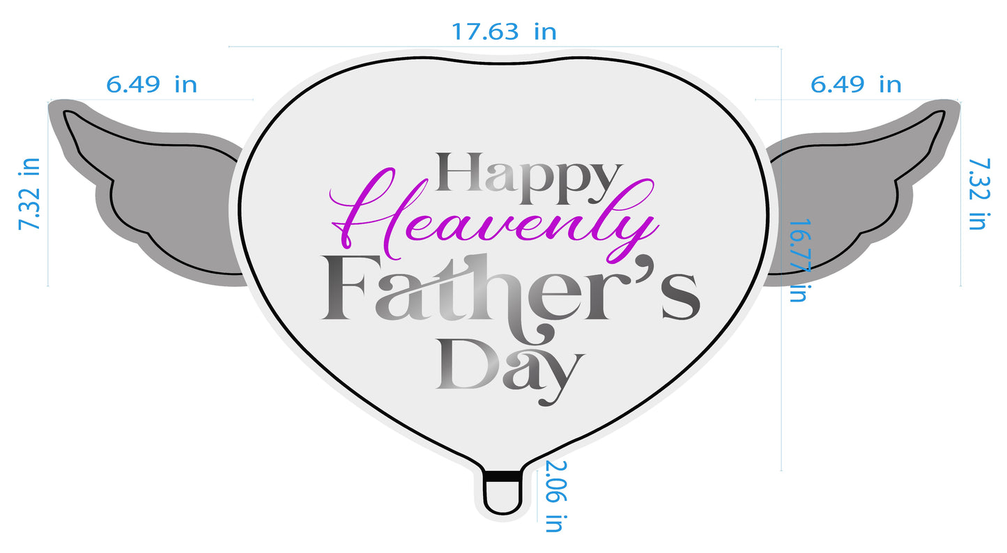 Happy Heavenly Father's Day Balloons Heart Shaped with angel wings dimensions