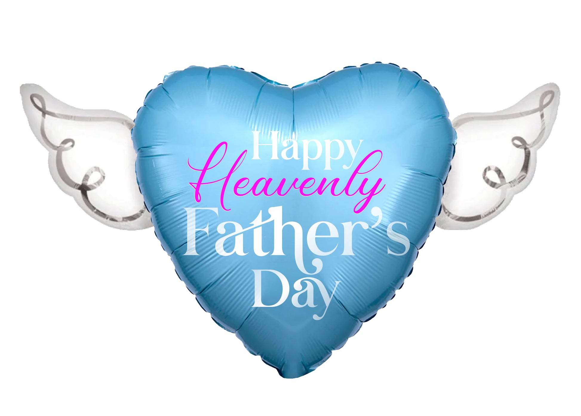 Happy Heavenly Father's Day Balloons Heart Shaped with angel wings (Blue)