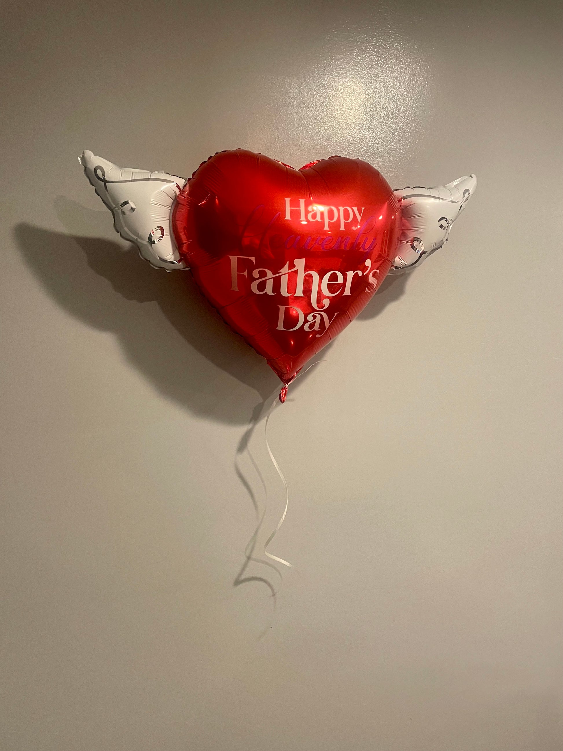 Happy Heavenly Father's Day Balloons Heart Shaped with angel wings (Red)