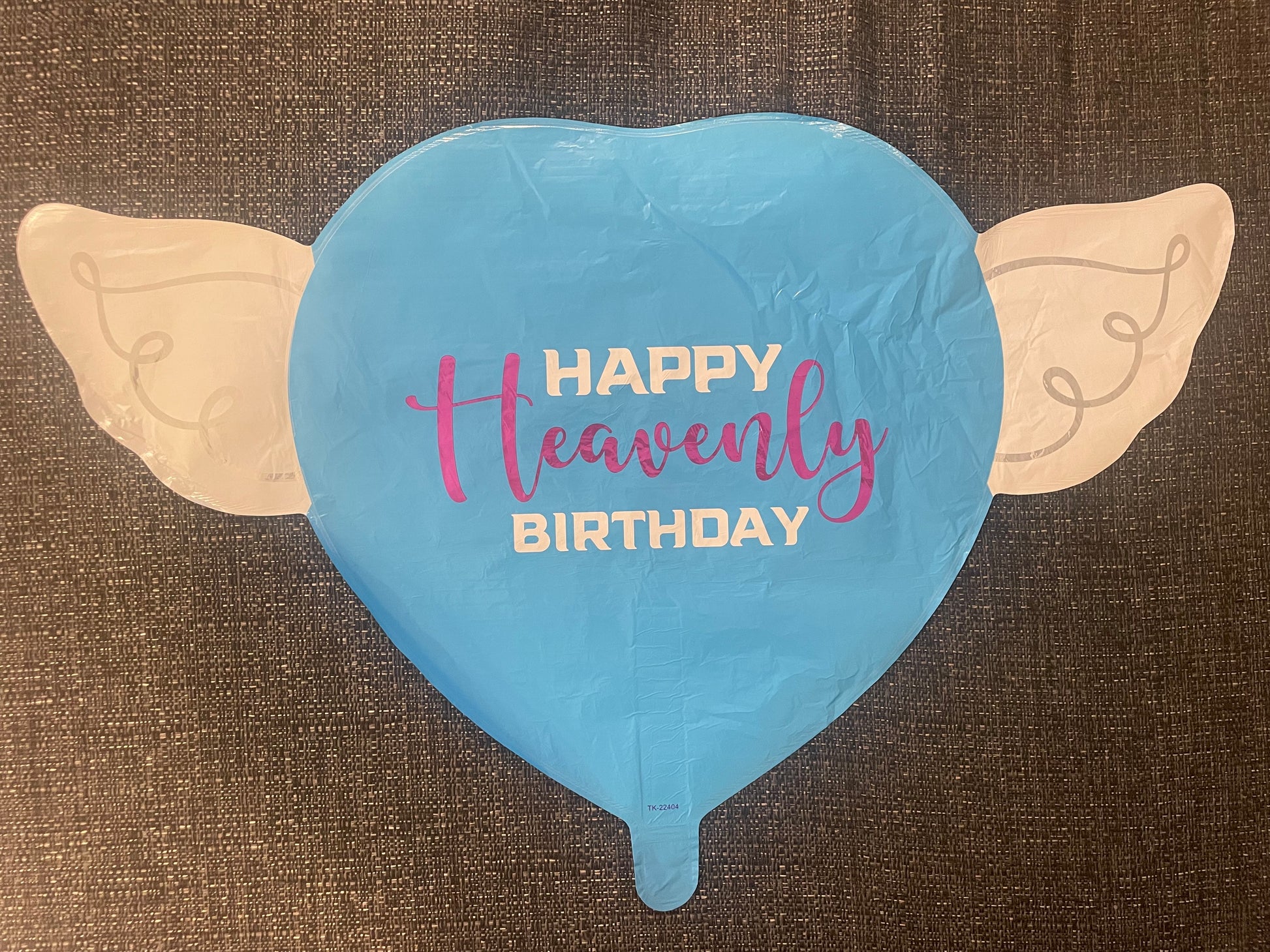 Happy Heavenly Birthday Heart Shaped Balloons with angel wings