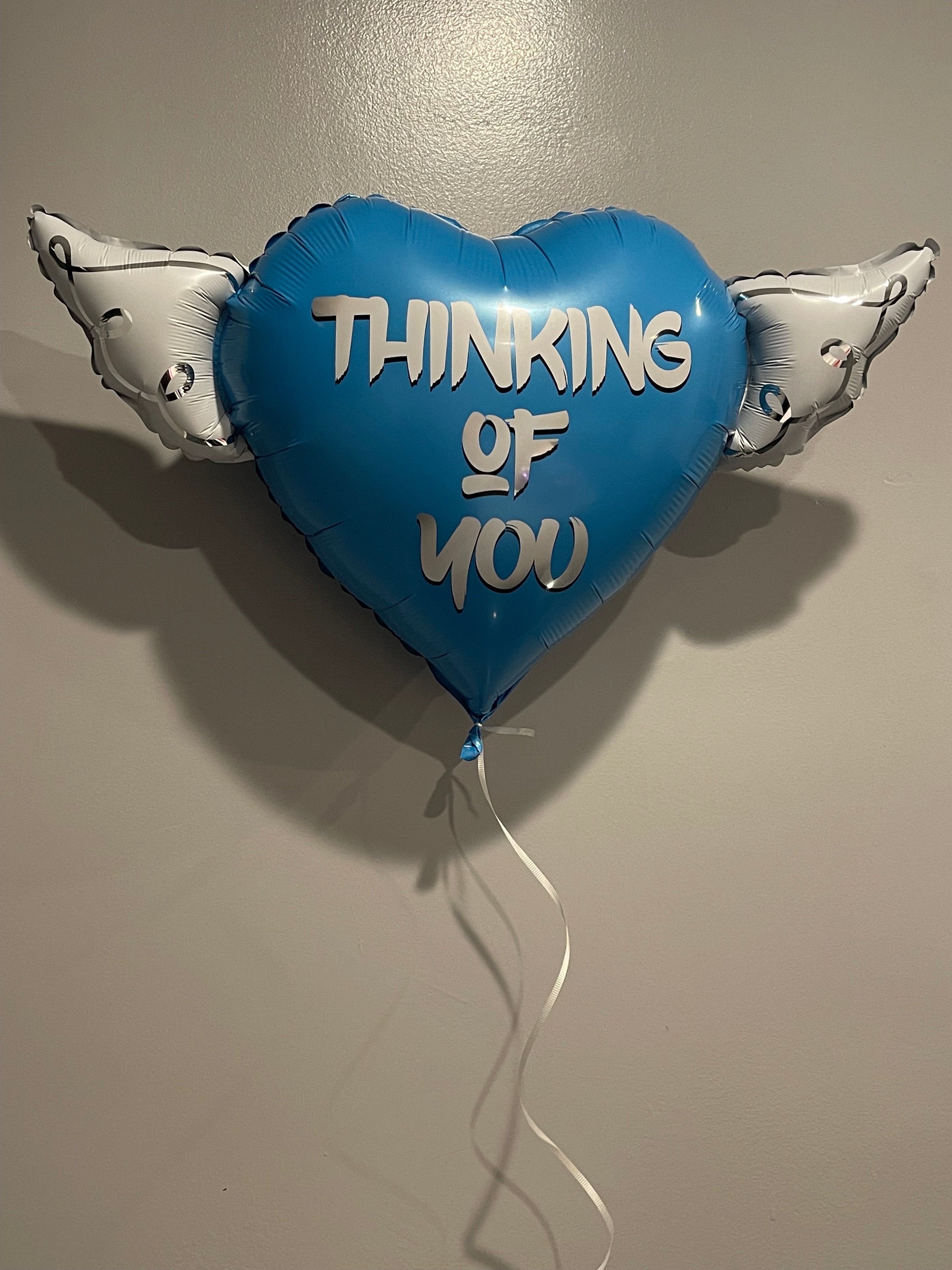 Thinking of You Heavenly Balloons ™ Heart Shaped with angel wings (Blue)
