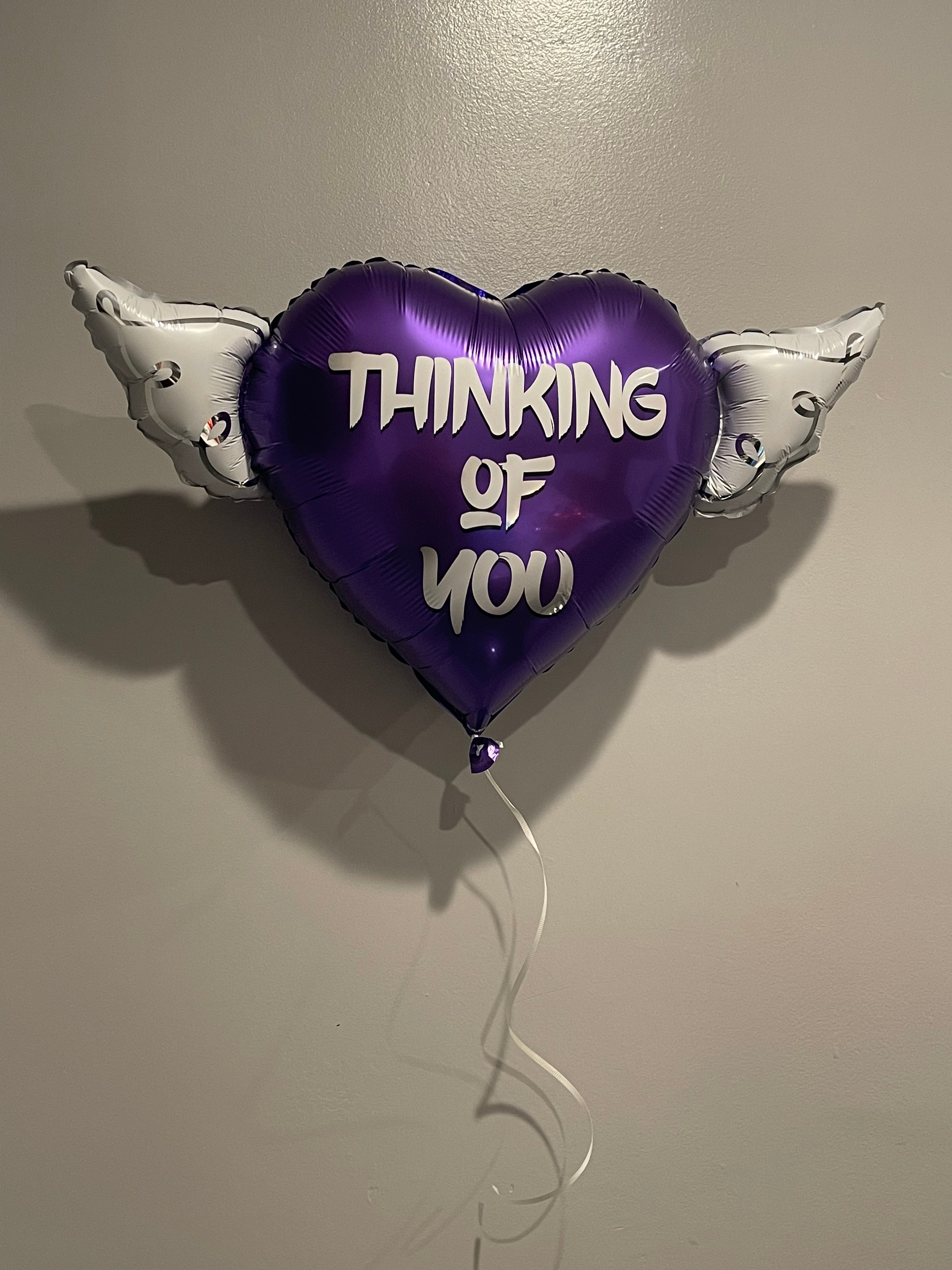 Thinking of You Heavenly Balloons ™ Heart Shaped with angel wings (Purple)