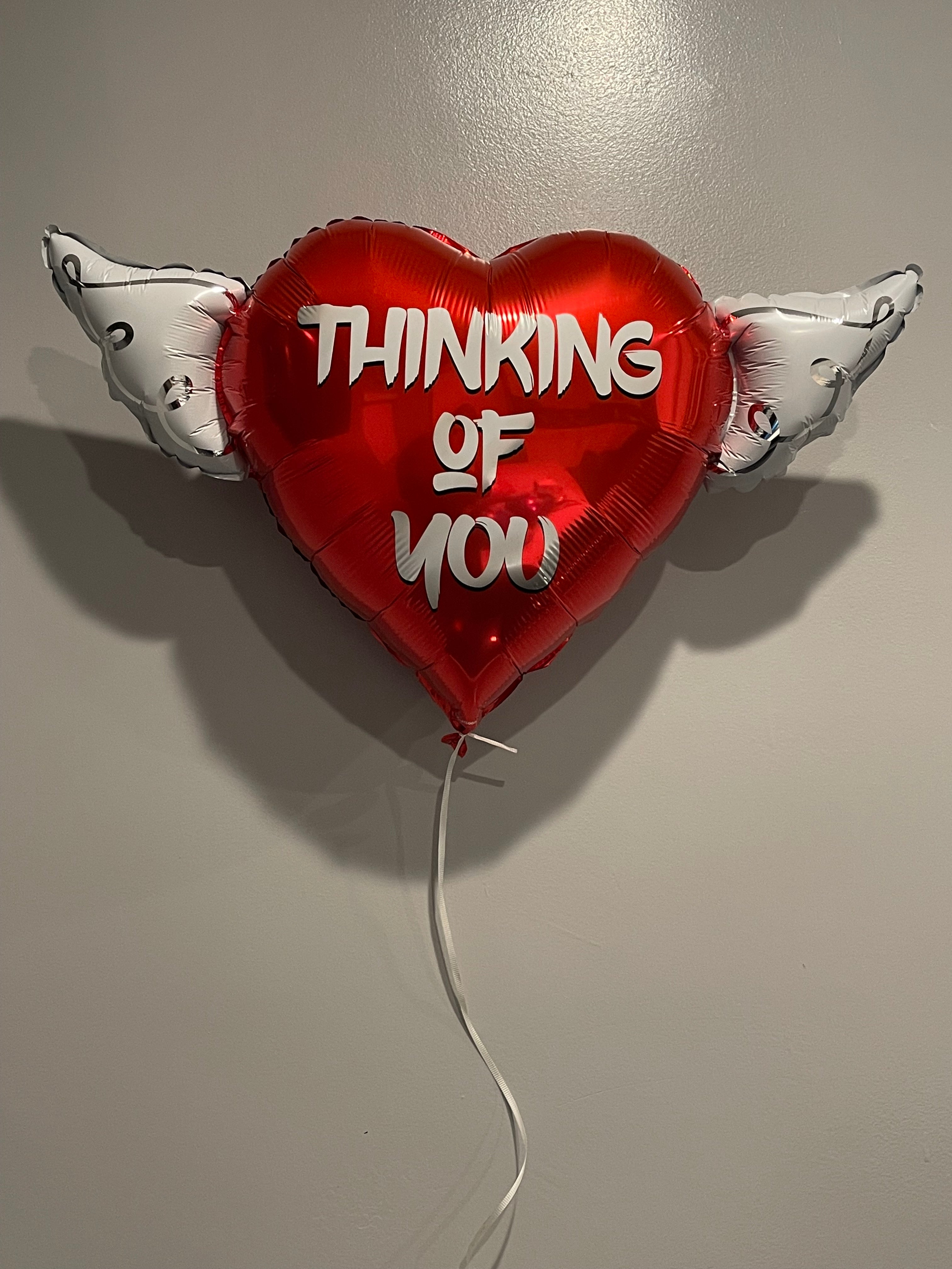 Thinking of You Heavenly Balloons ™ Heart Shaped with angel wings (Red)