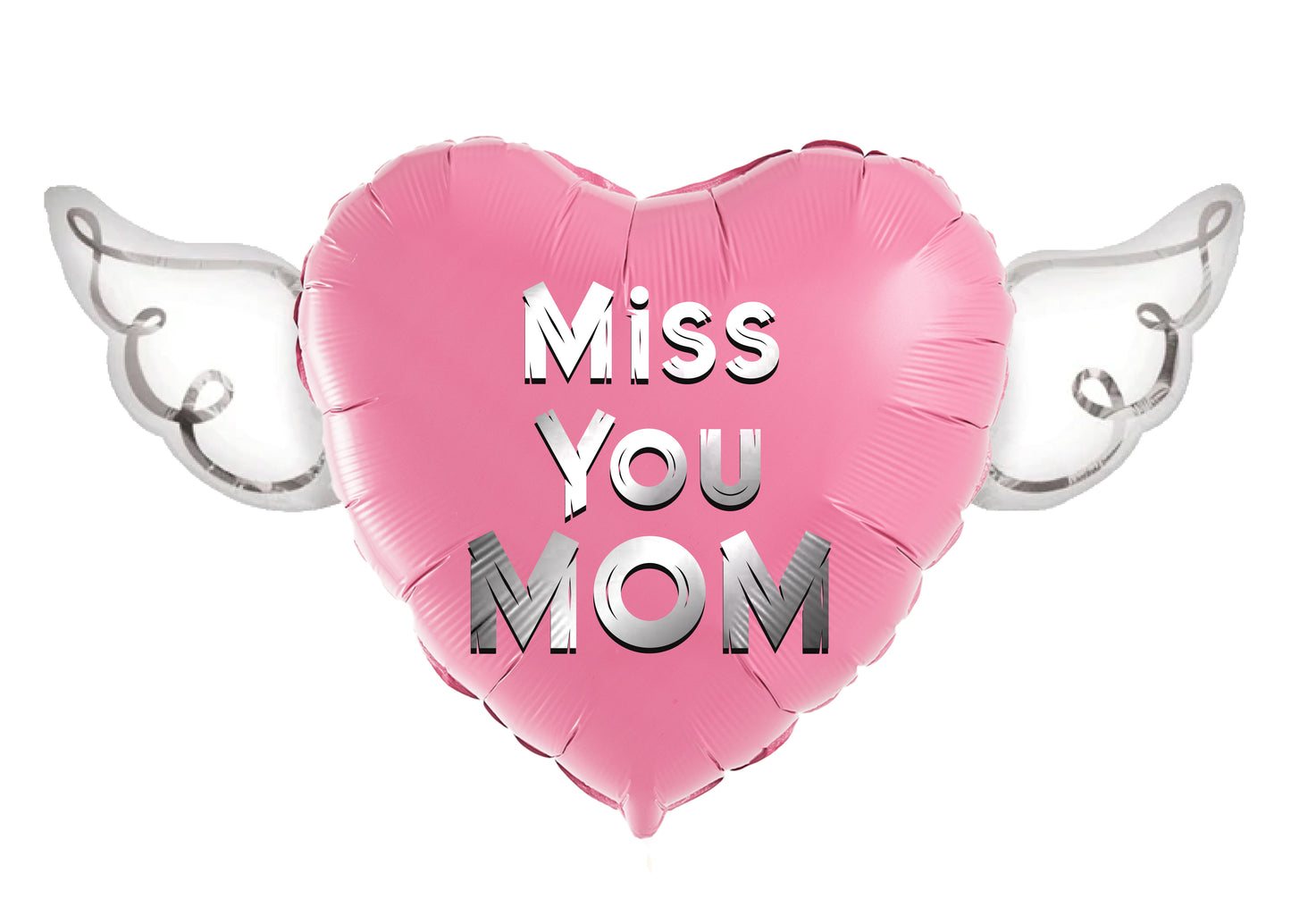 Miss You Mom Heavenly Balloons Heart Shaped with angel wings (Pink)