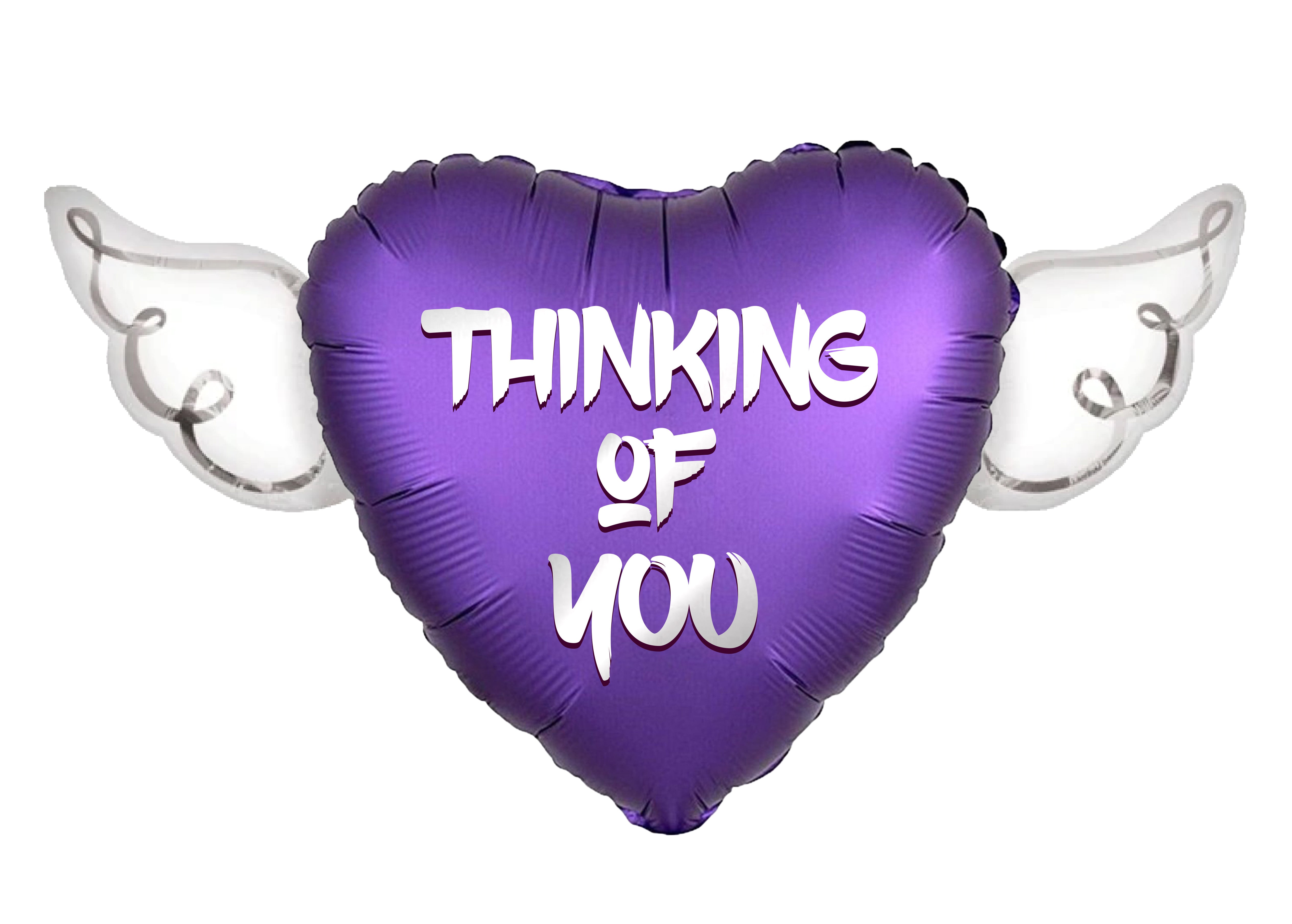 Thinking of You Heavenly Balloons Heart Shaped with angel wings (Purple)