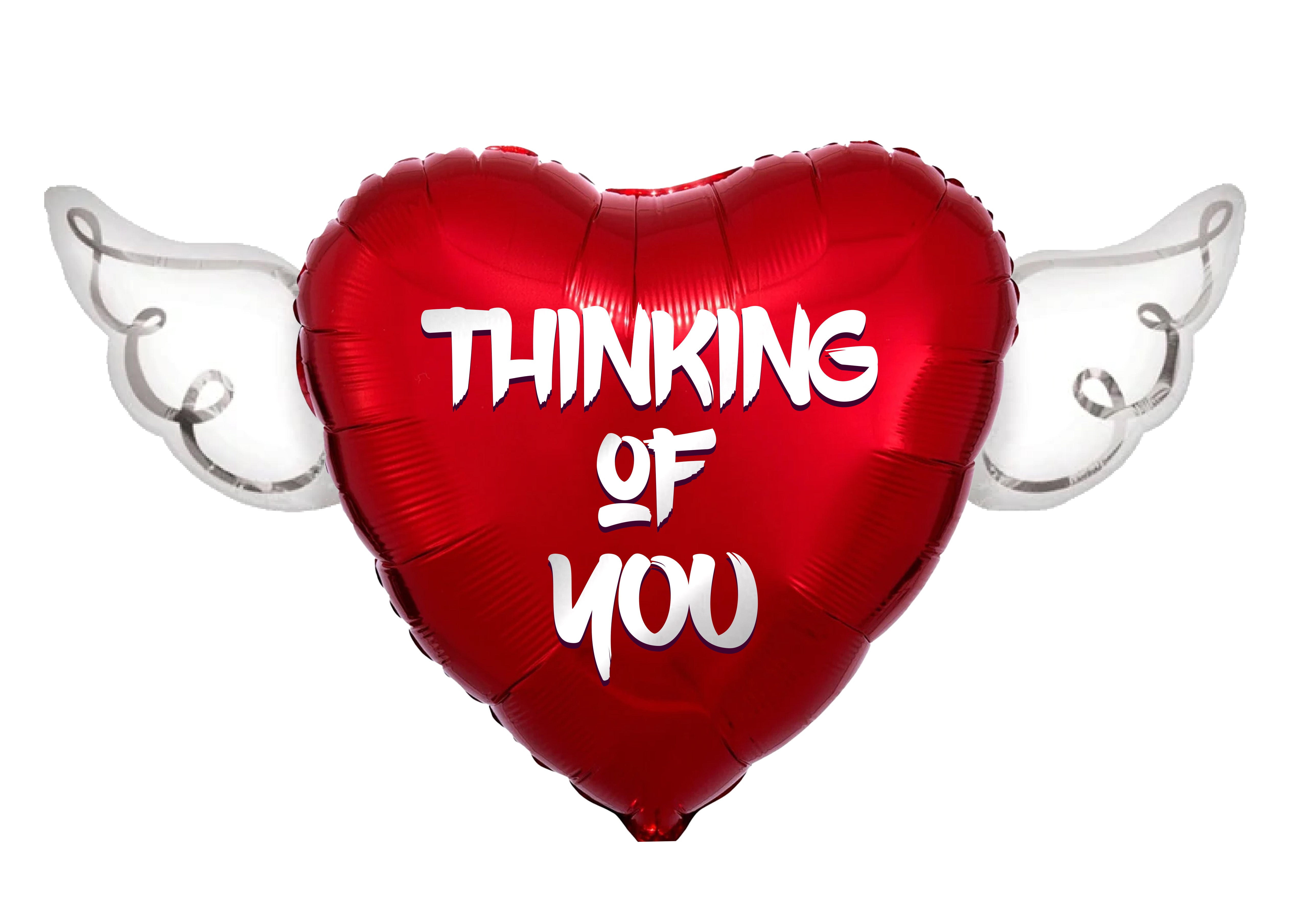Thinking of You Heavenly Balloons Heart Shaped with angel wings (Red)